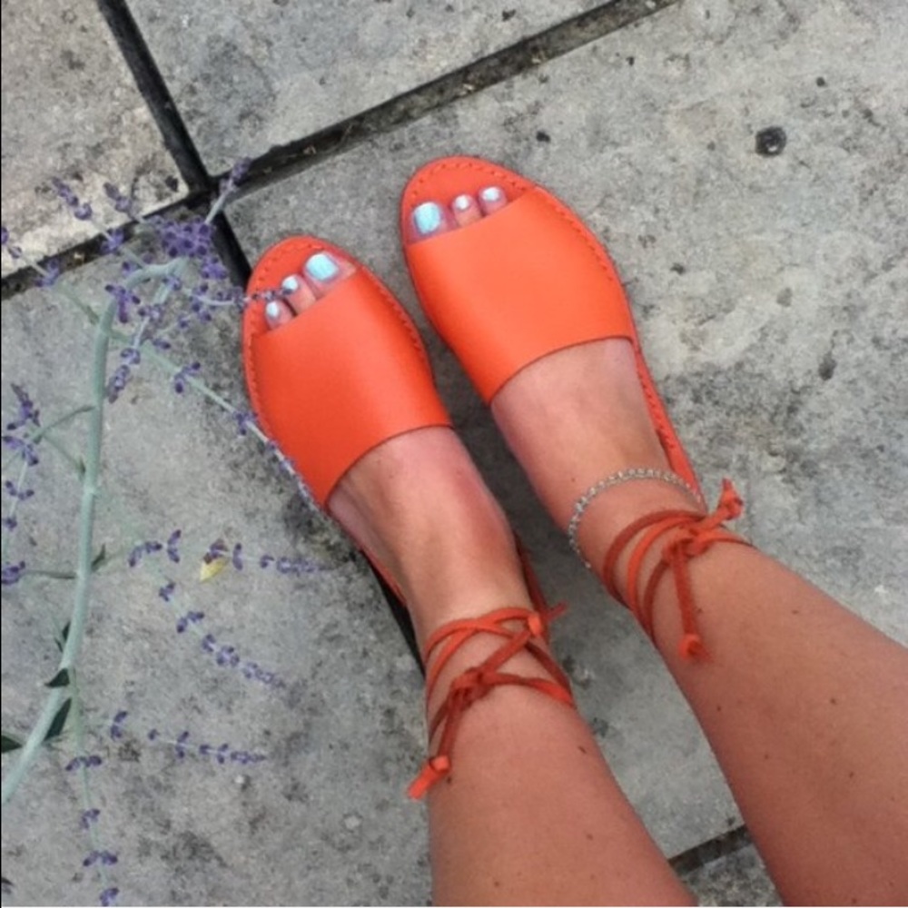 Zara orange tie sandals.